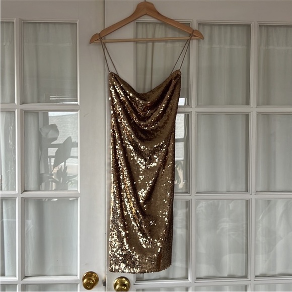 Gold Sequin Mini Dress - Picture 3 of 10